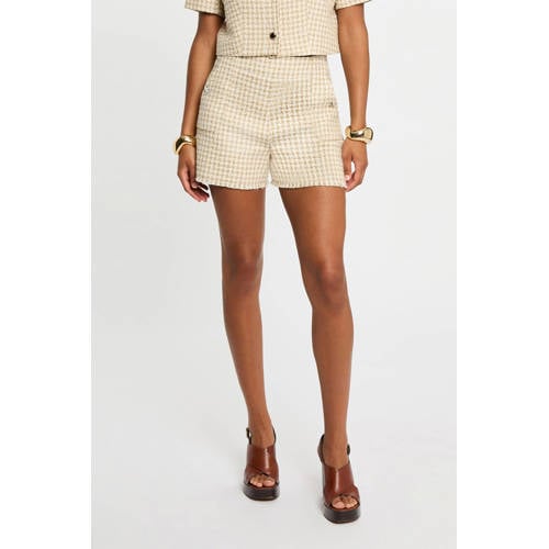 Morgan tweed regular high waist casual short ecru afbeelding