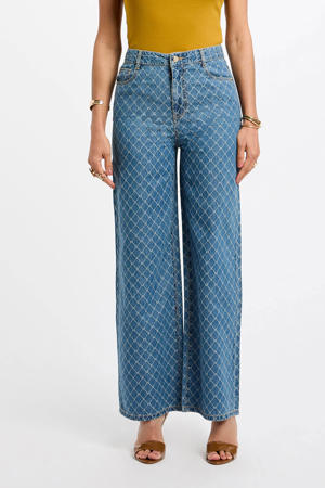 wide leg jeans medium blue denim