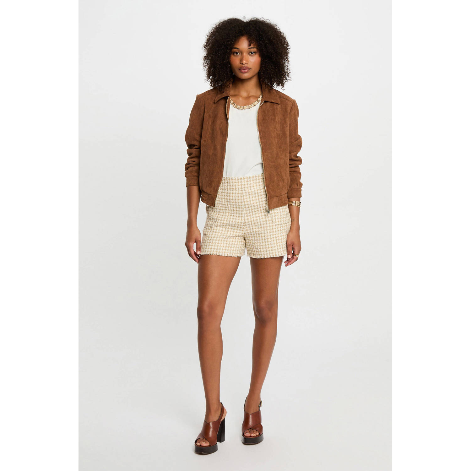 Morgan imitatiesuede jasje cognac