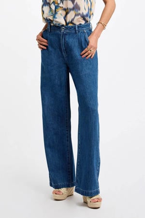 high waist wide leg jeans medium blue denim