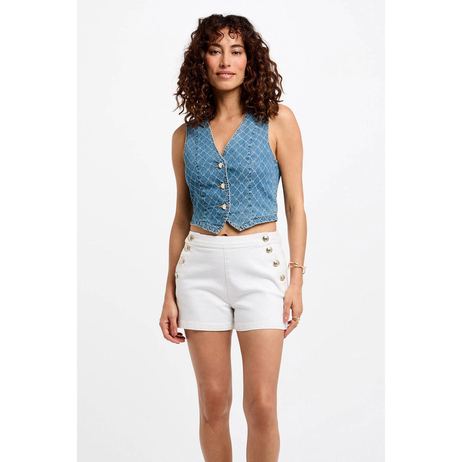 Morgan denim gilet medium blue denim