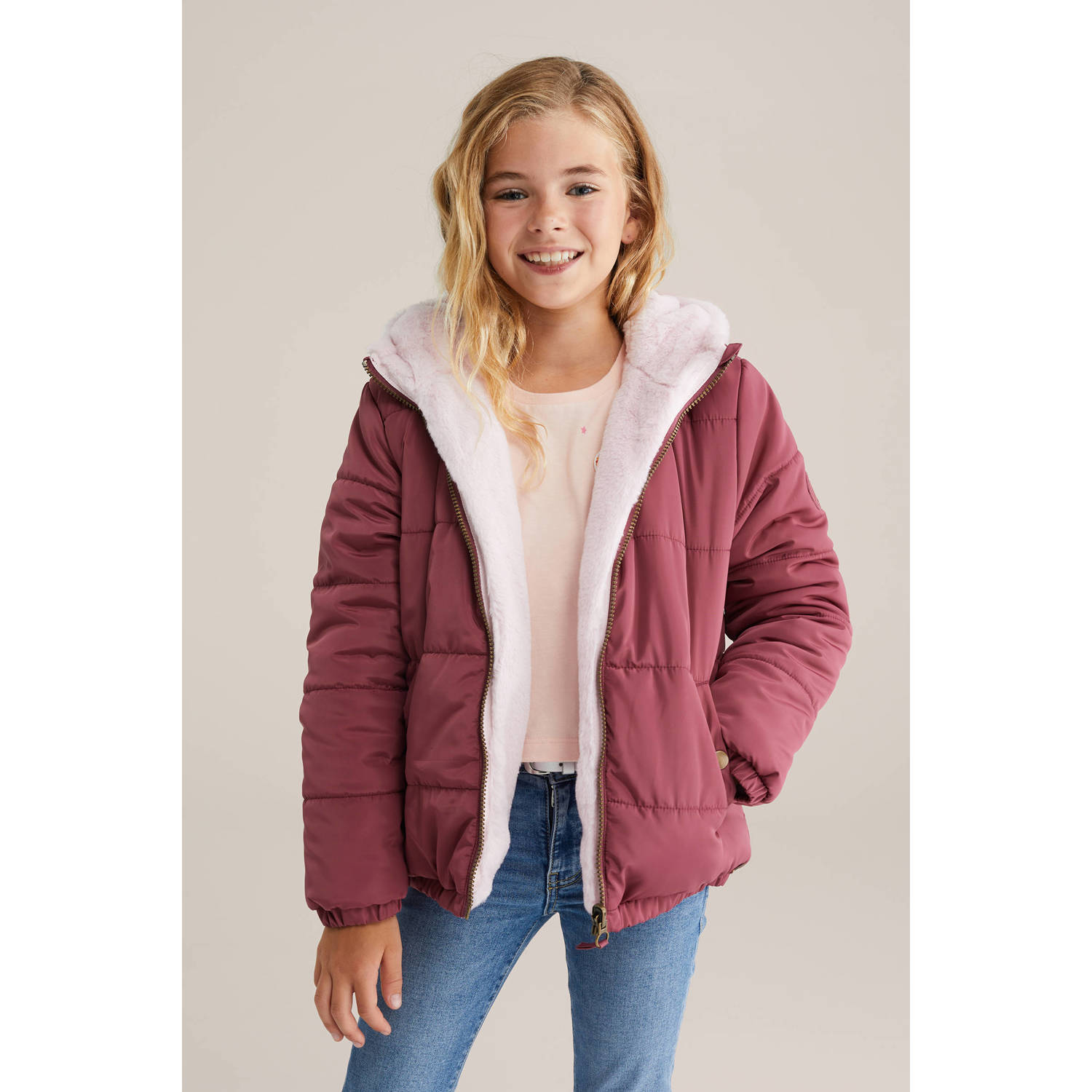 WE Fashion reversible jas roze