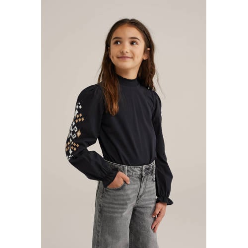 WE Fashion blousetop zwart afbeelding