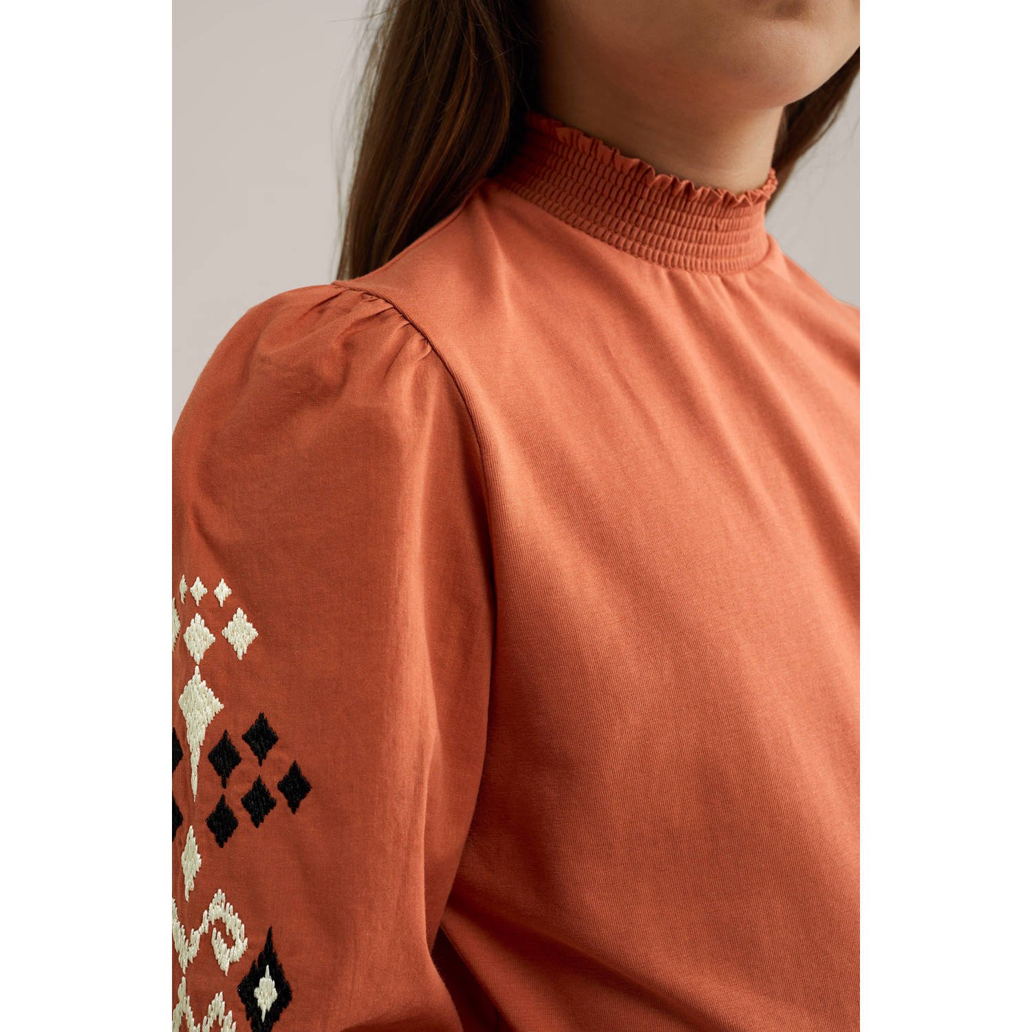 WE Fashion blousetop donker oranje