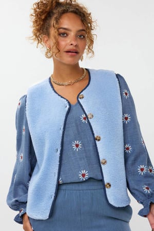 teddy gilet lichtblauw