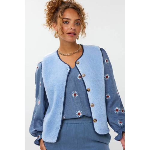Ydence teddy gilet lichtblauw afbeelding