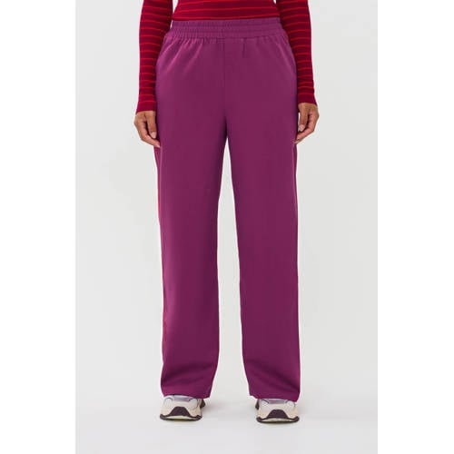 Ydence wide leg regular waist casual broek paars afbeelding