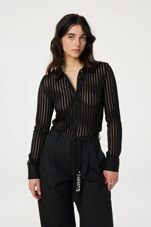 gestreepte blouse zwart