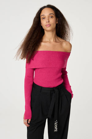 off shoulder trui fuchsia