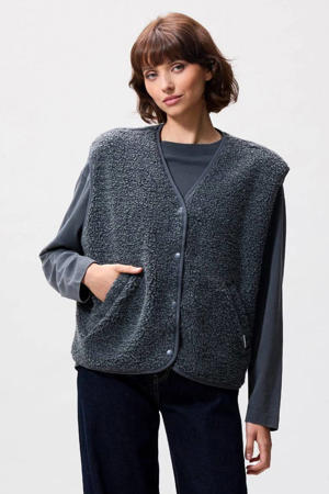 teddy gilet grijs
