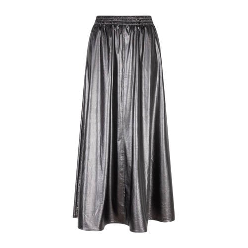 Esqualo imitatieleren plissé rok zilver afbeelding