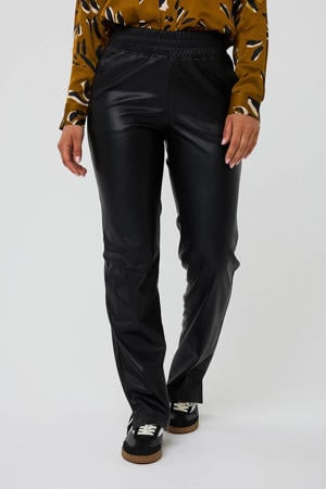imitatieleren straight regular waist broek