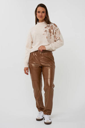 pullover trui beige met pailletten