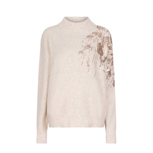 Esqualo pullover trui beige met pailletten afbeelding