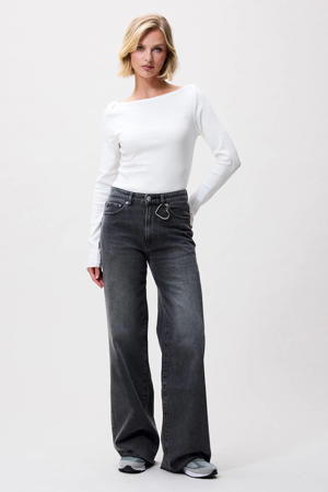 high waist wide leg jeans grey denim