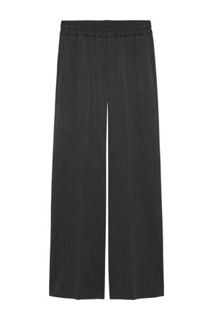 wide leg regular waist broek grijs
