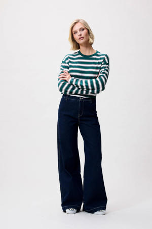 wide leg jeans dark blue denim