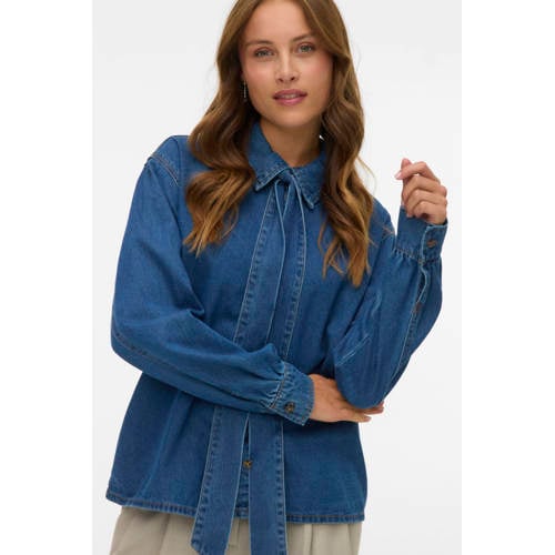 VERO MODA denim blouse medium blue denim afbeelding