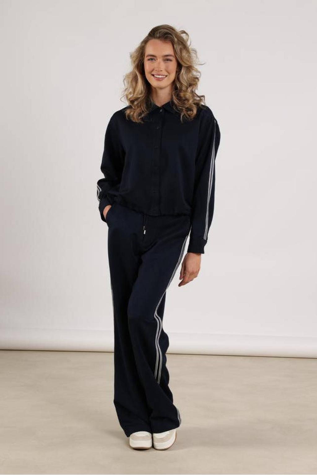 NUKUS wide leg regular waist casual broek donkerblauw
