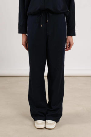 wide leg regular waist casual broek donkerblauw