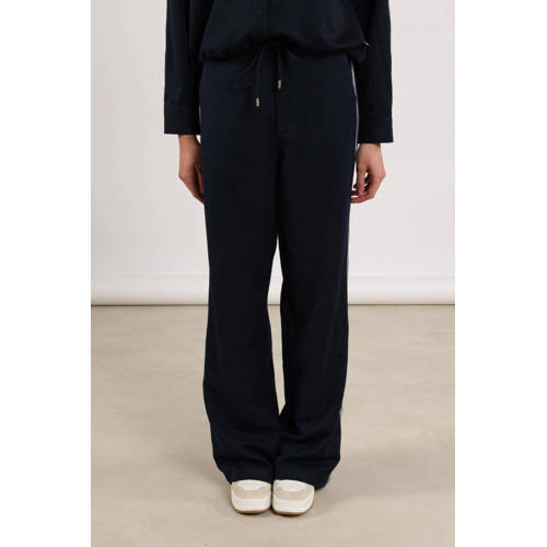 NUKUS wide leg regular waist casual broek donkerblauw afbeelding