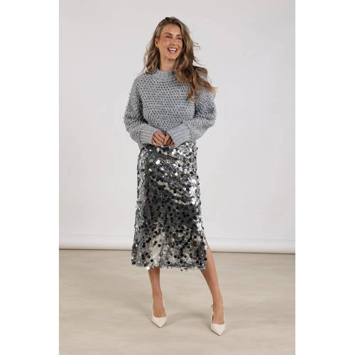 NUKUS midi rok met pailletten zilver afbeelding