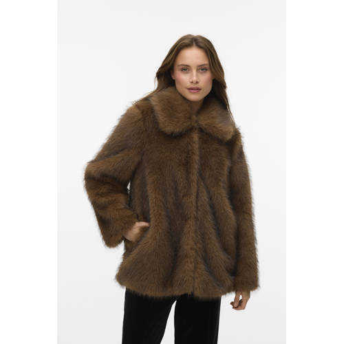 VERO MODA faux fur jas bruin afbeelding