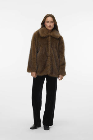 faux fur jas bruin