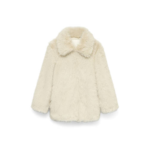 VERO MODA faux fur jas ecru afbeelding