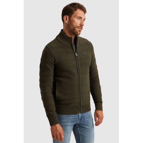PME Legend vest met ingebreid patroon olijfgroen afbeelding