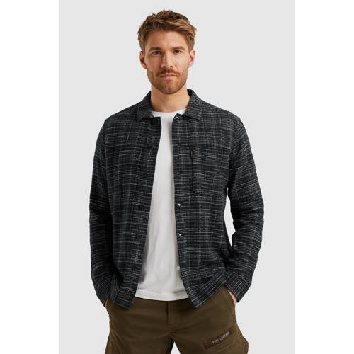 PME Legend regular casual overhemd met textuur donkerblauw afbeelding