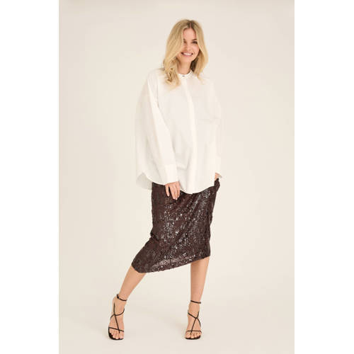 A-View midi rok met pailletten donkerbruin afbeelding