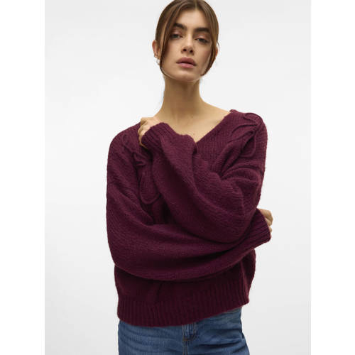 VERO MODA gebreide trui donkerrood afbeelding