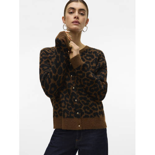 VERO MODA gebreid vest met wol bruin afbeelding