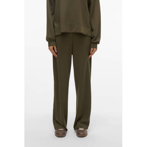 VERO MODA wide leg high waist casual broek donkergroen afbeelding