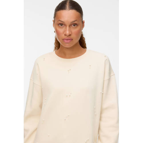 VERO MODA sweater ecru met parels afbeelding
