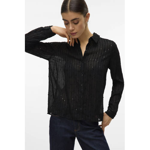VERO MODA blouse zwart met pailletten afbeelding