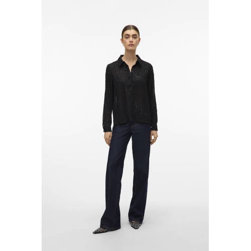 VERO MODA blouse zwart met pailletten afbeelding