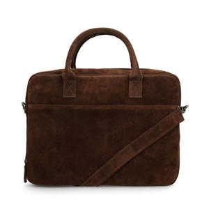  18.5 inch suède laptoptas donkerbruin