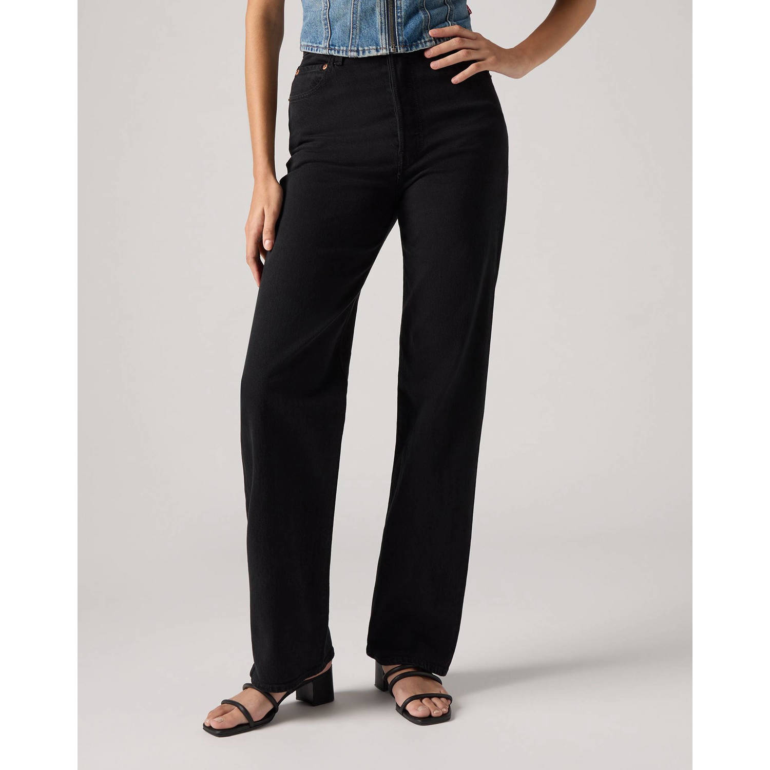 Levi's high waist straight leg jeans black denim
