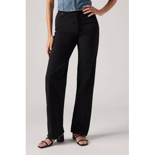 Levi's high waist straight leg jeans Ribcage black denim afbeelding