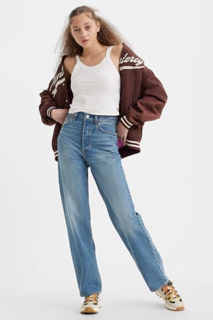 high waist straight leg jeans Ribcage medium blue denim