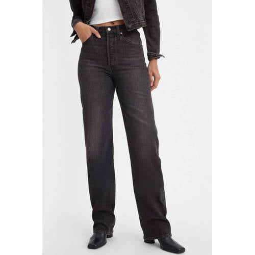 Levi's high waist straight leg jeans grey denim afbeelding