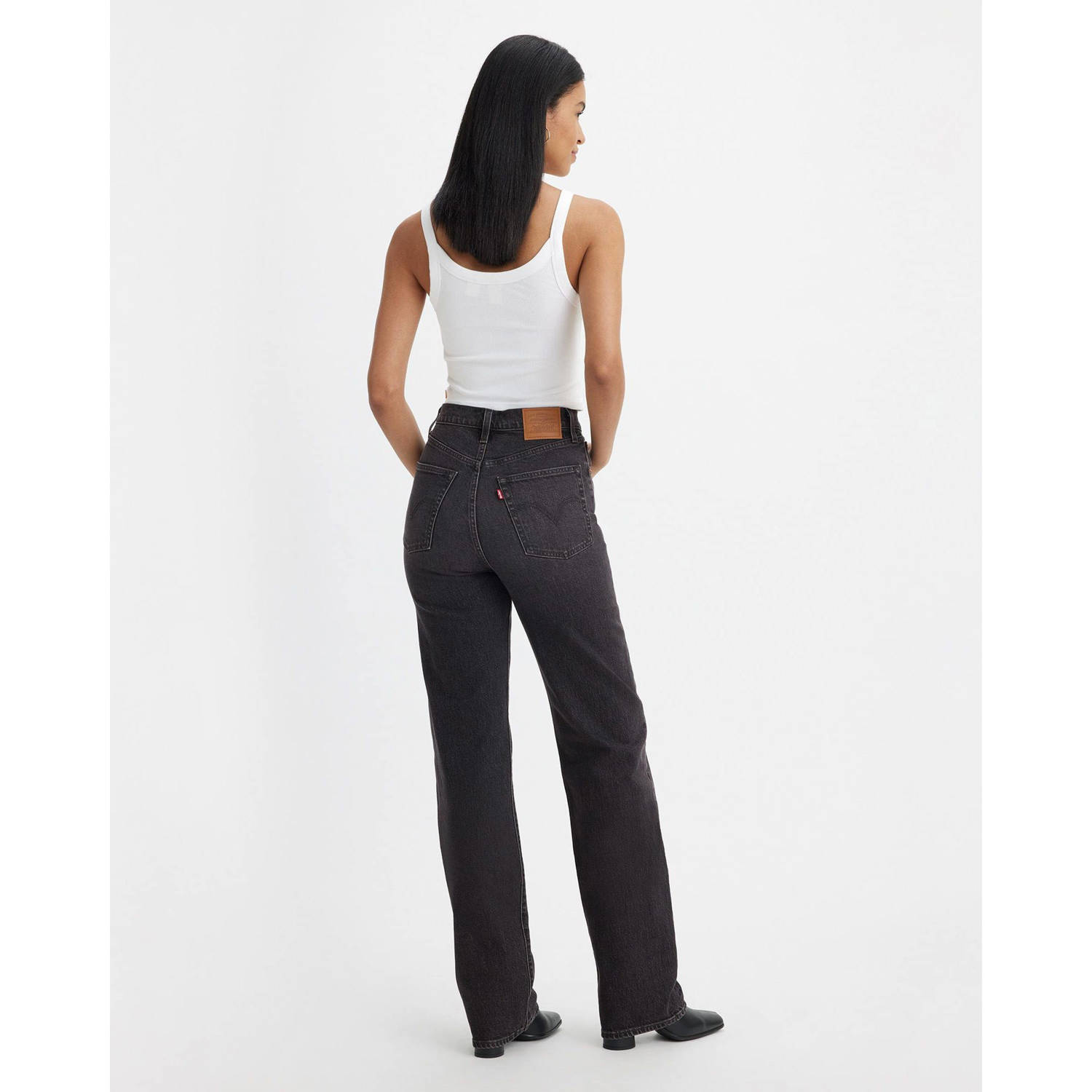 Levi's high waist straight leg jeans grey denim