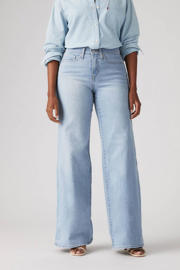 thumbnail: Levi's 318 shaping mid waist wide leg jeans light blue denim