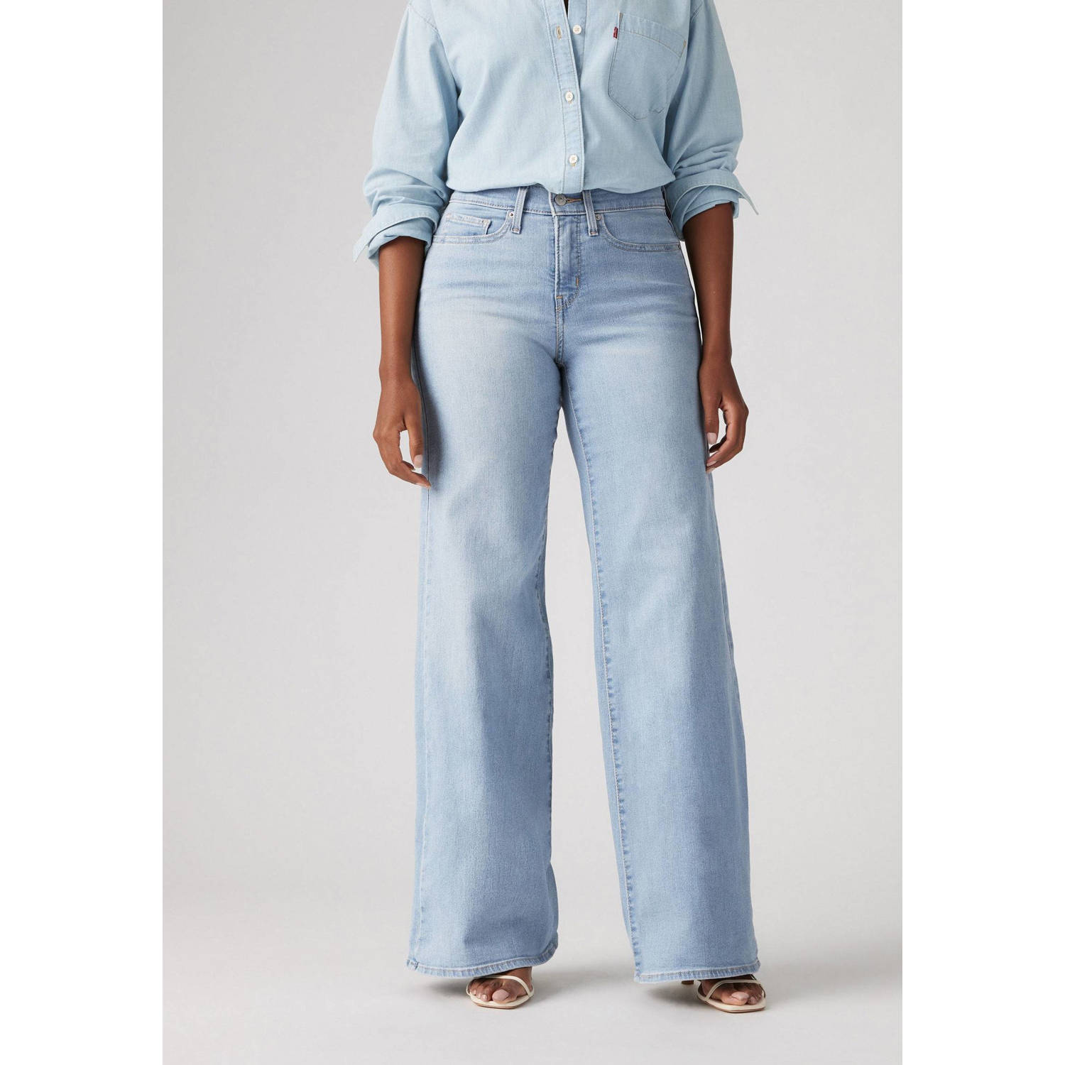 Levi's high waist wide leg jeans light blue denim