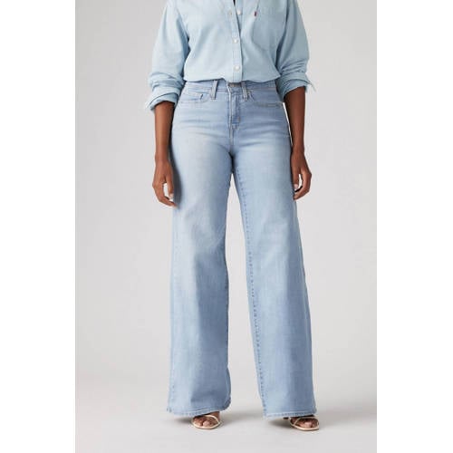 Levi's 318 shaping high waist wide leg jeans light blue denim afbeelding