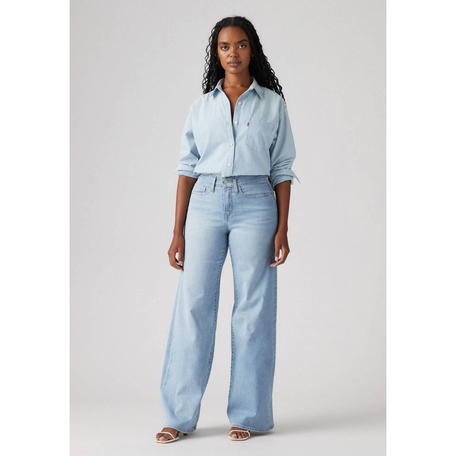 Levi's high waist wide leg jeans light blue denim