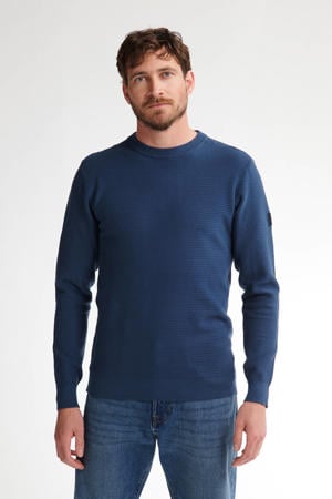 trui met ingebreid patroon blauw