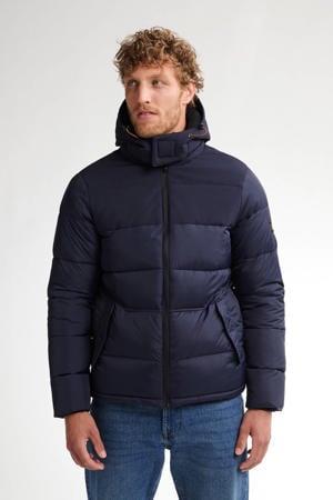 gewatteerde jas donkerblauw